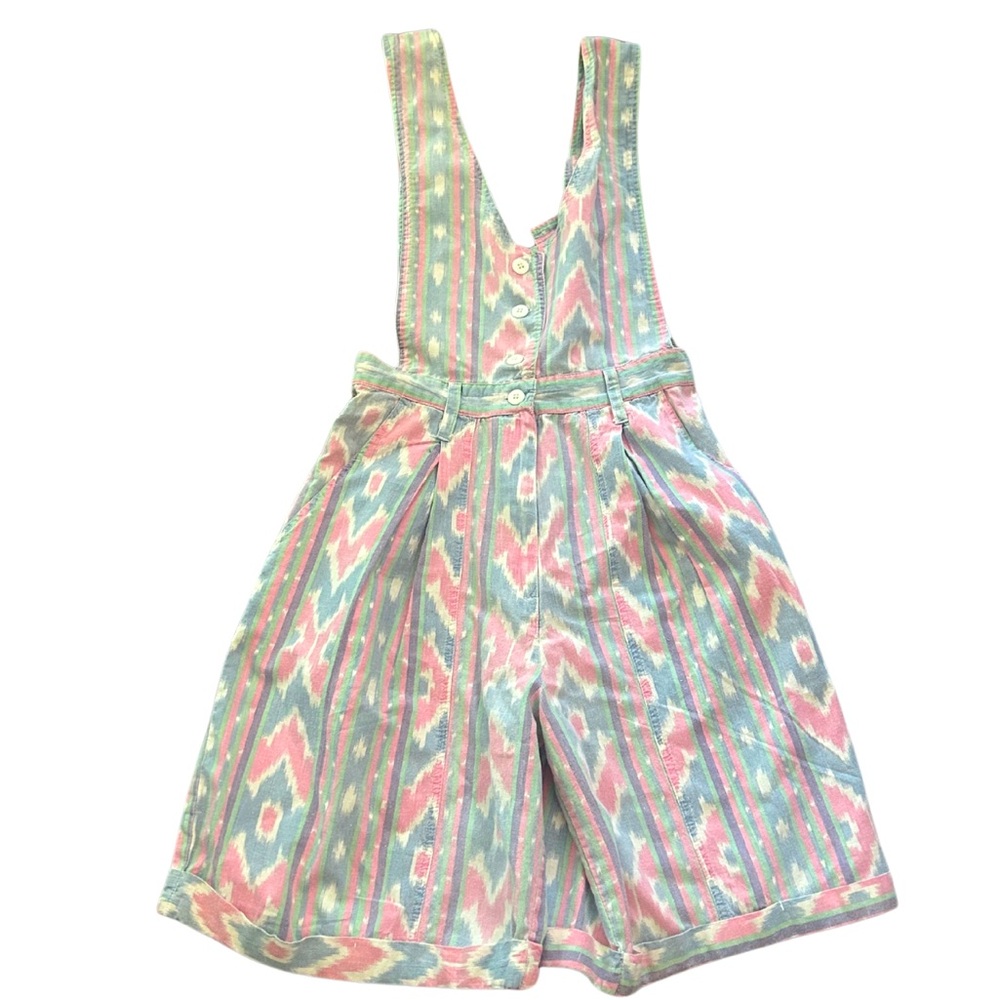 Vintage In-Short Ikat Print Overall Shorts Romper | Size 5 (Fits like an XS)